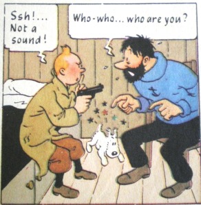 Captain Haddock meets Tintin for the first time in Herge's The Crab with the Golden Claws